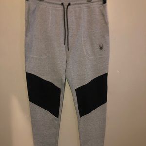 Grey and Black Spyder Sweatpants